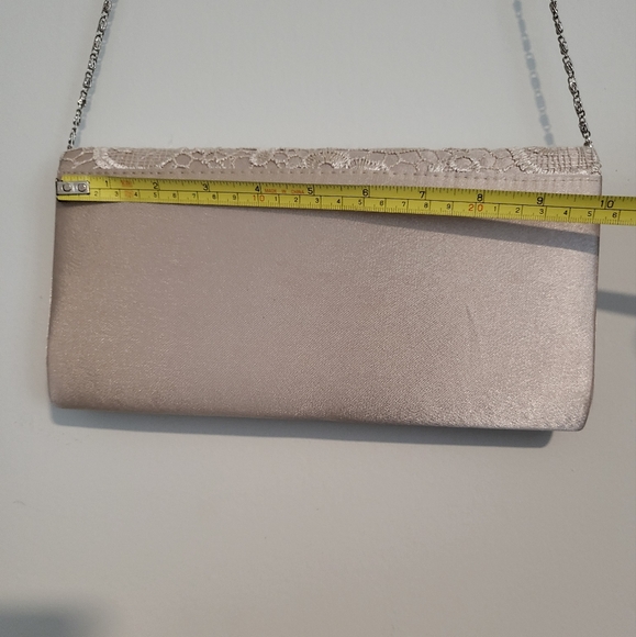 Elegant Lace & Satin Clutch Crossbody - Cream/ Champagne - Picture 6 of 7